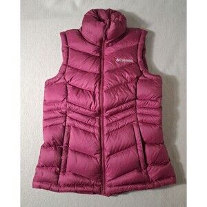 Columbia Vest Womens XS Burgundy Omni Heat Insulated Quilted Puffer 650 Packable
